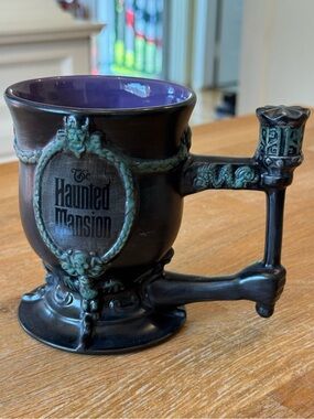 🦇 👻 Disney Parks Haunted Mansion Sculpted Goblet Mug Purple Interior HM Gargoyle